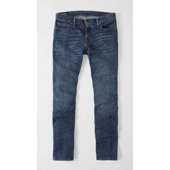 Abercrombie & Fitch The A&F Classic Straight Dark‎ Wash Button Fly Size 32x34 - Picture 1 of 14